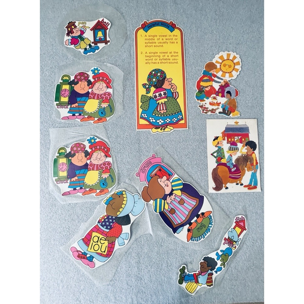 Vintage 60s 70s Lot Of 9 Die Cut Wall Decor Retro Teachers - Trend - Colorful
